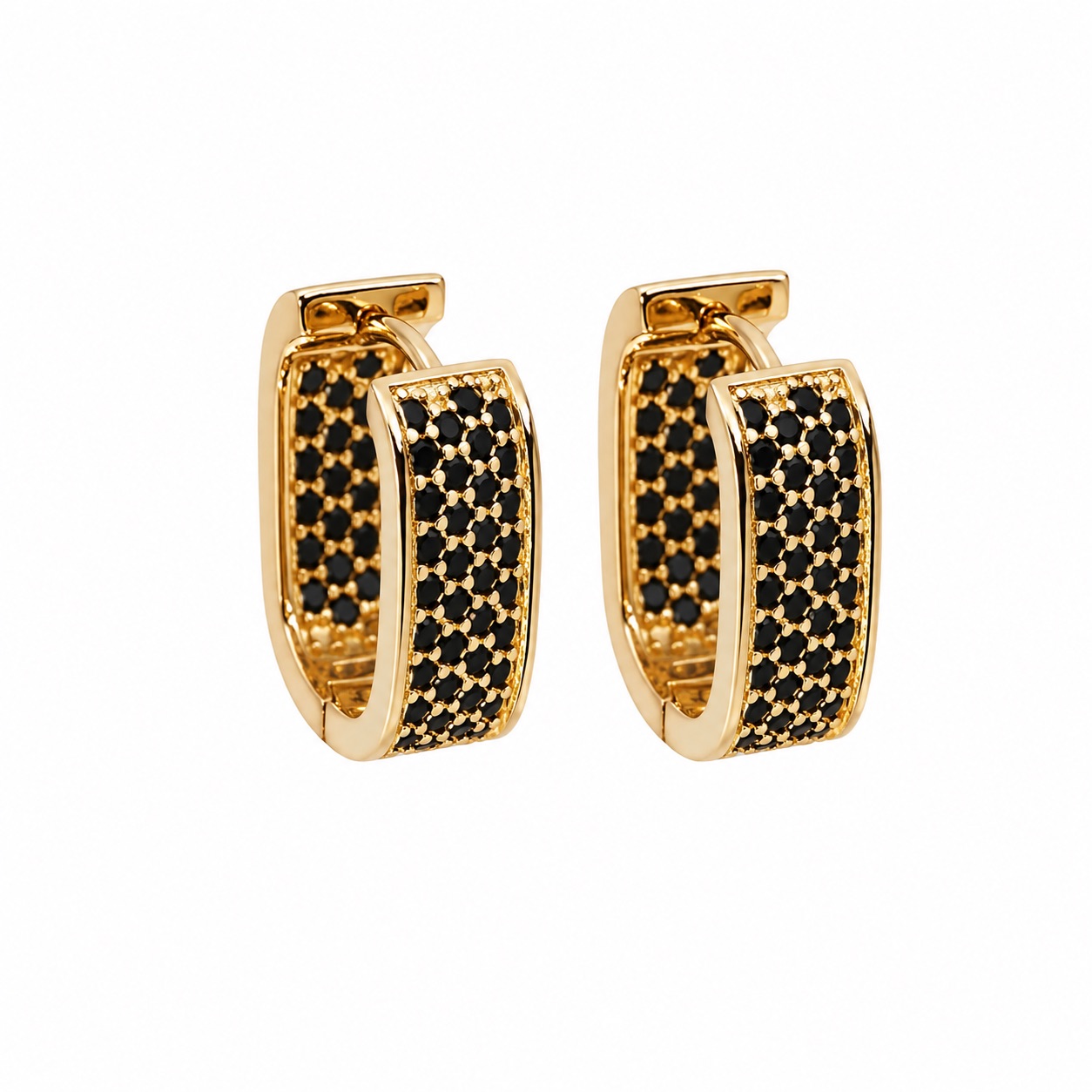 Black Pavé Huggie Hoops