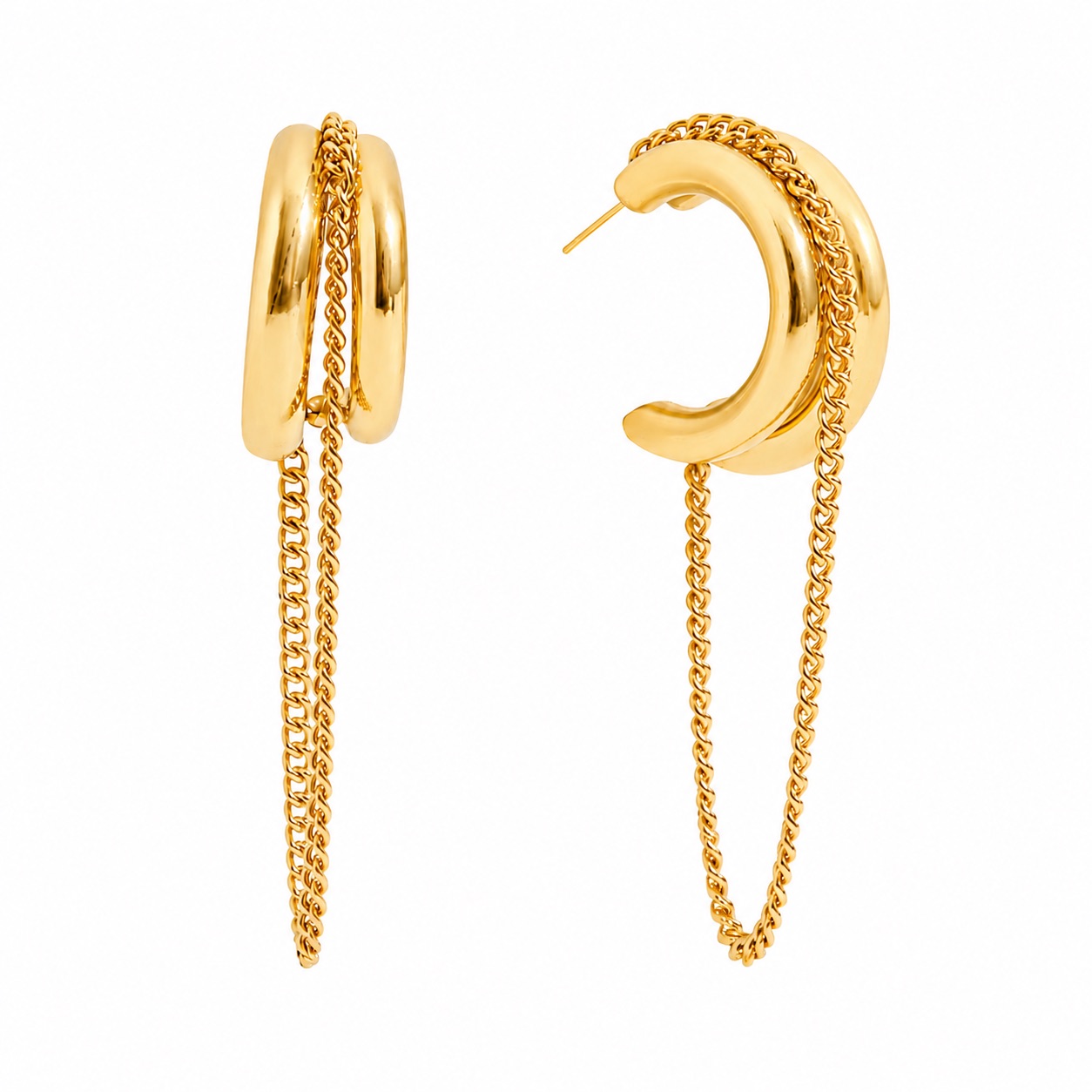Chain Swag Hoops — Silver