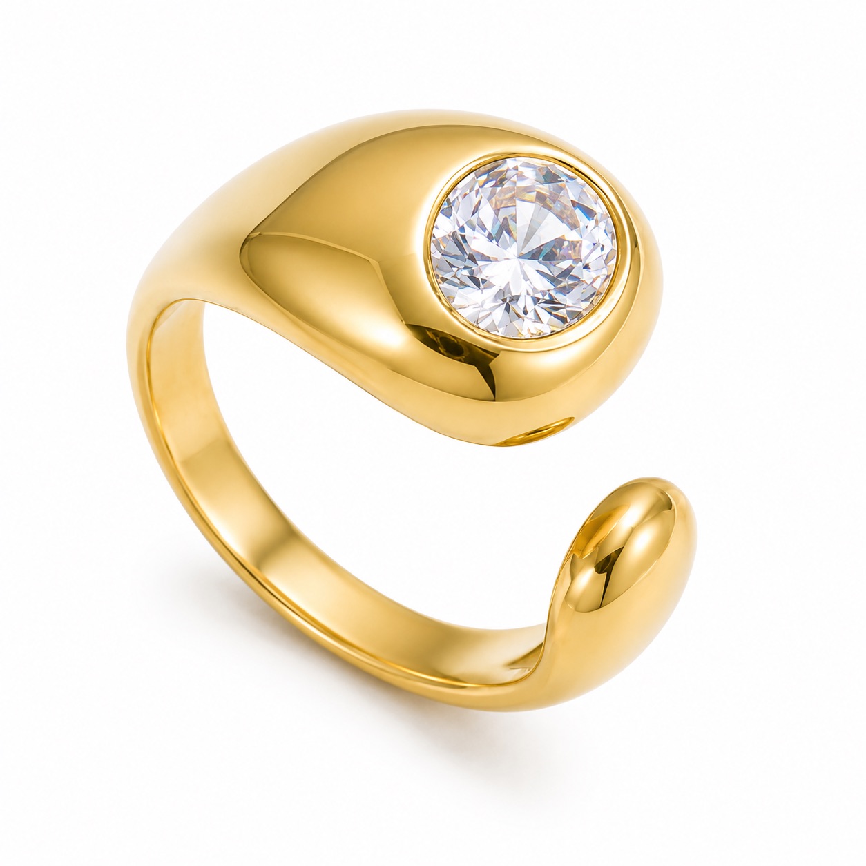 CZ Signet Bypass Ring