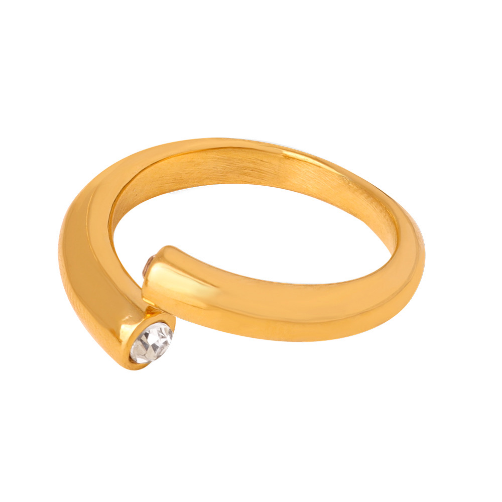 CZ-Tipped Bypass Ring — Gold