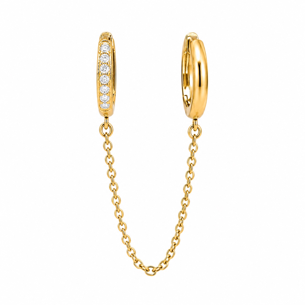 Double Huggie Chain Earrings