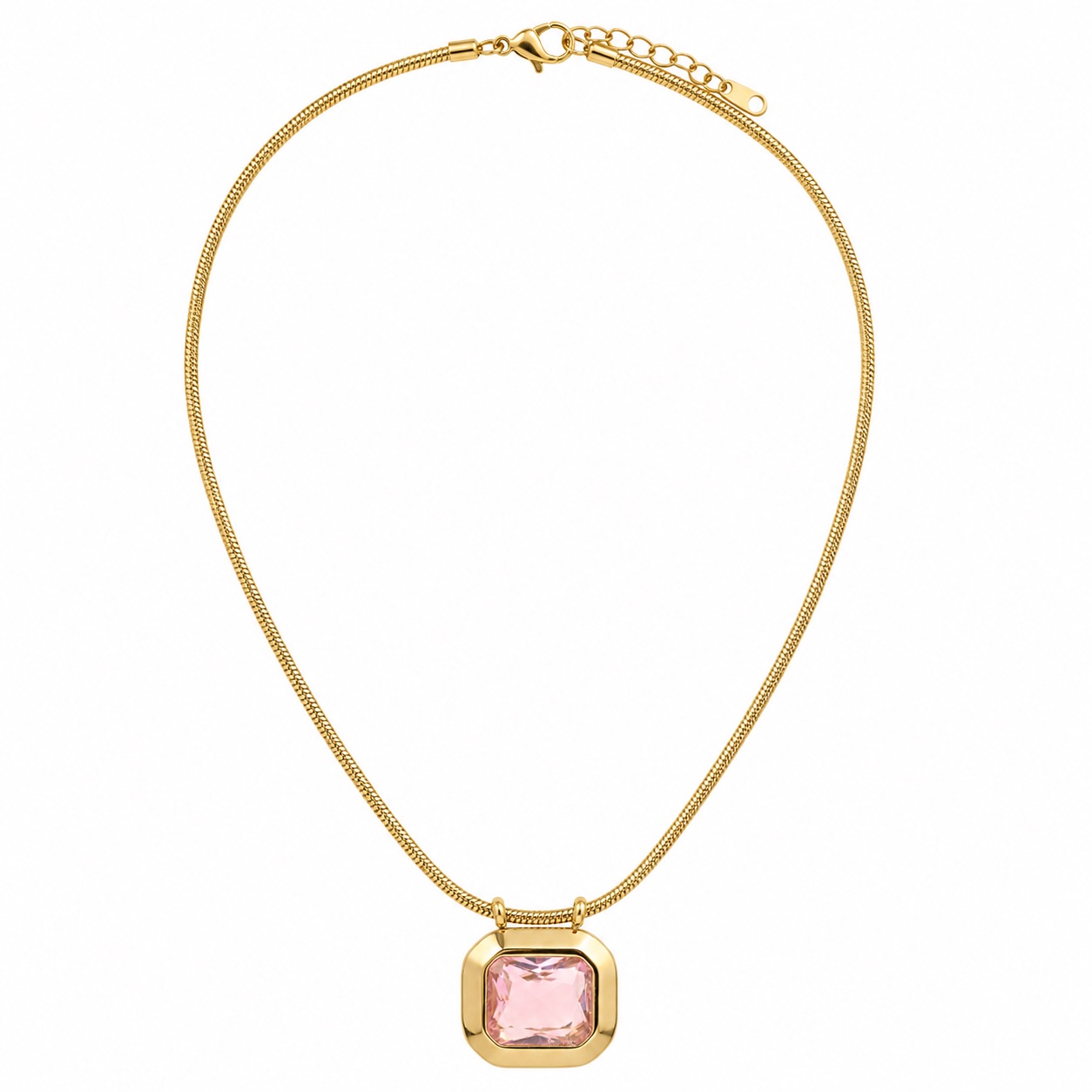 Emerald-Cut Stone Necklace — Black