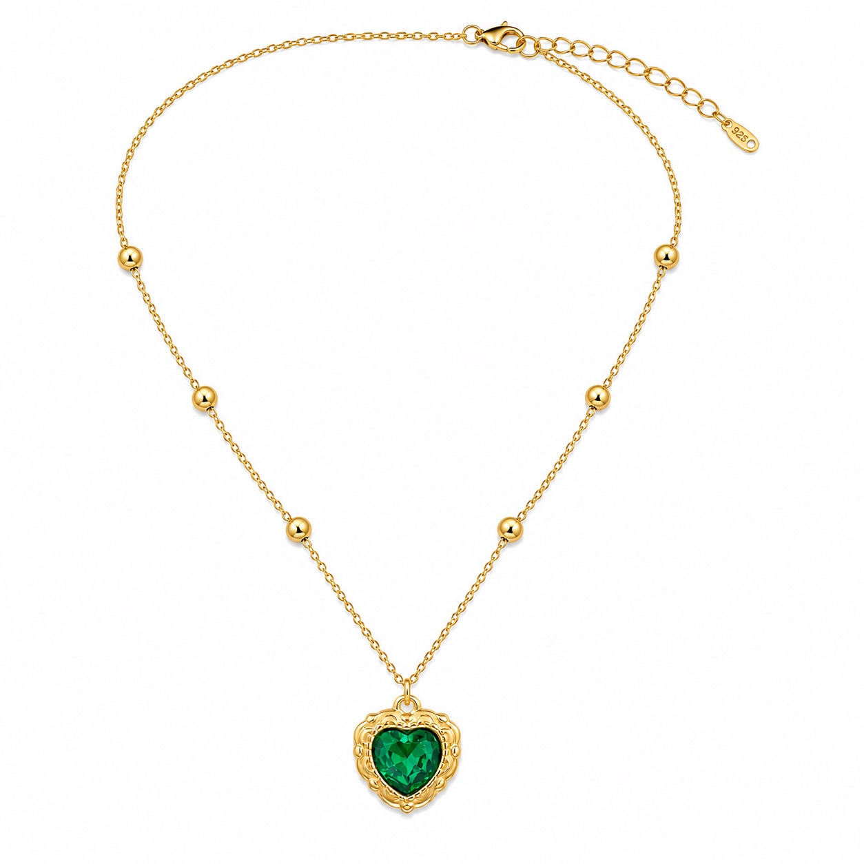 Emerald Heart Pendant Necklace