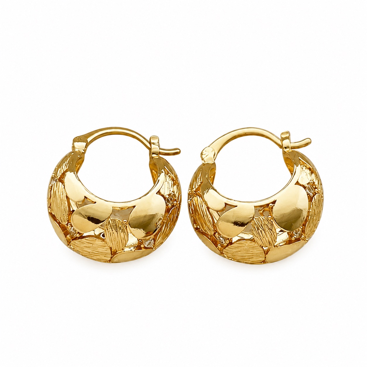 Floral Creole Hoops — Gold