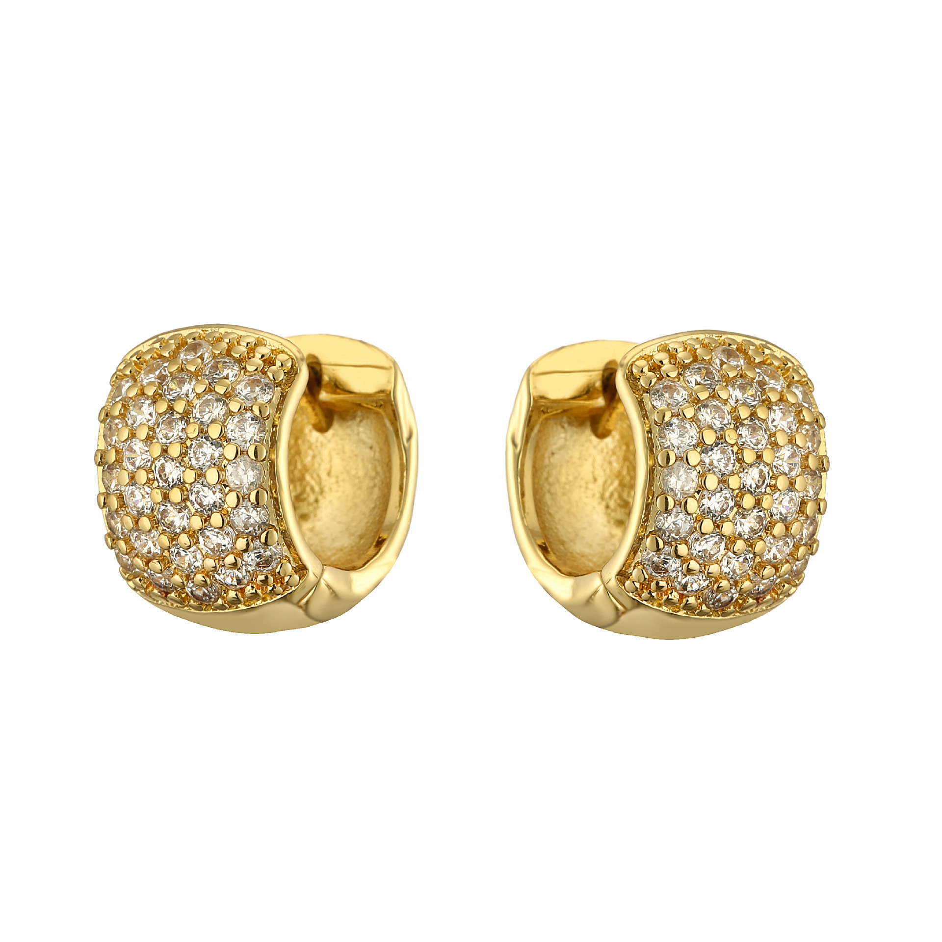 Pavé Huggie Hoops — Gold