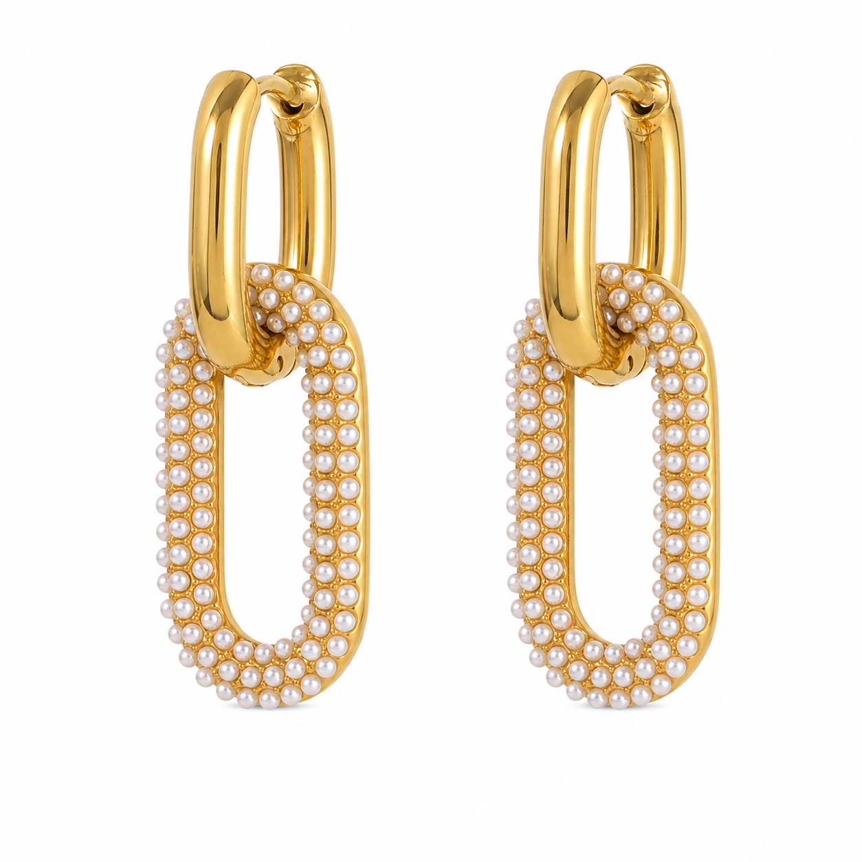 Pearl Drop Huggie Earrings