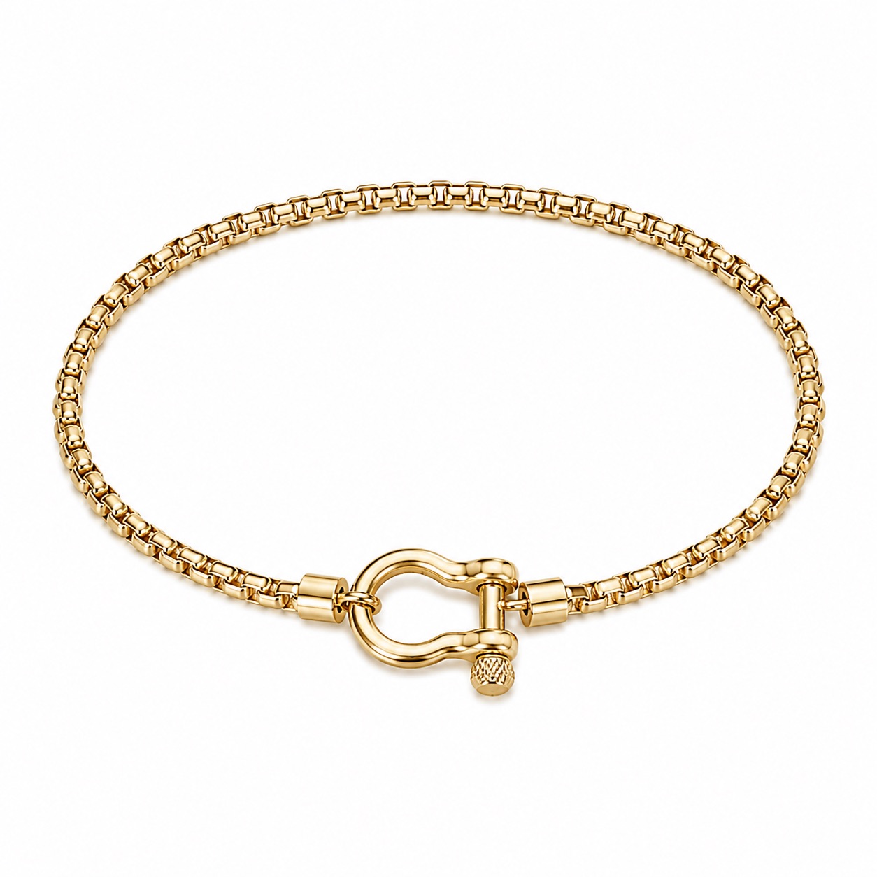 Shackle Box Chain Bracelet — Gold