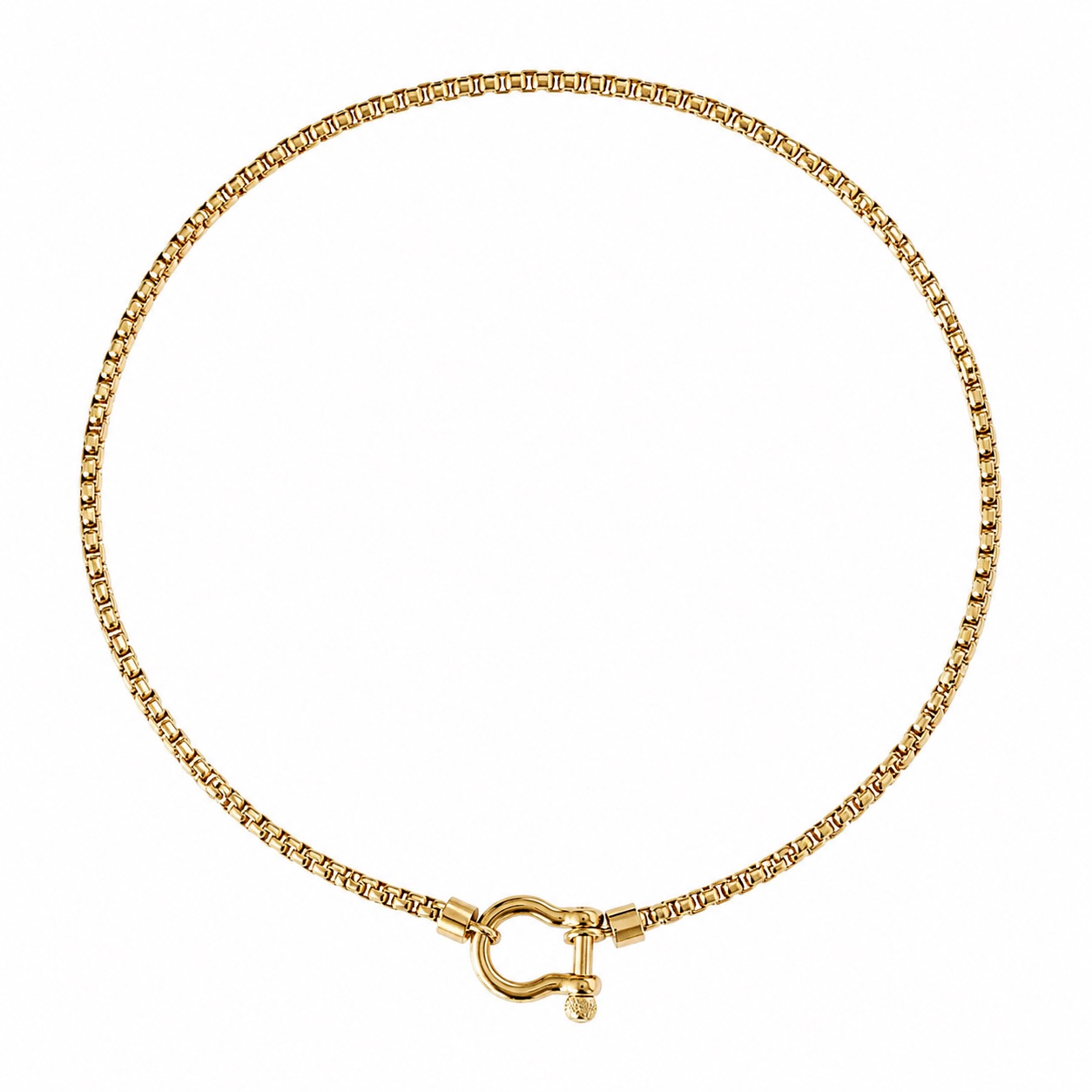 Shackle Box Chain Necklace — Gold