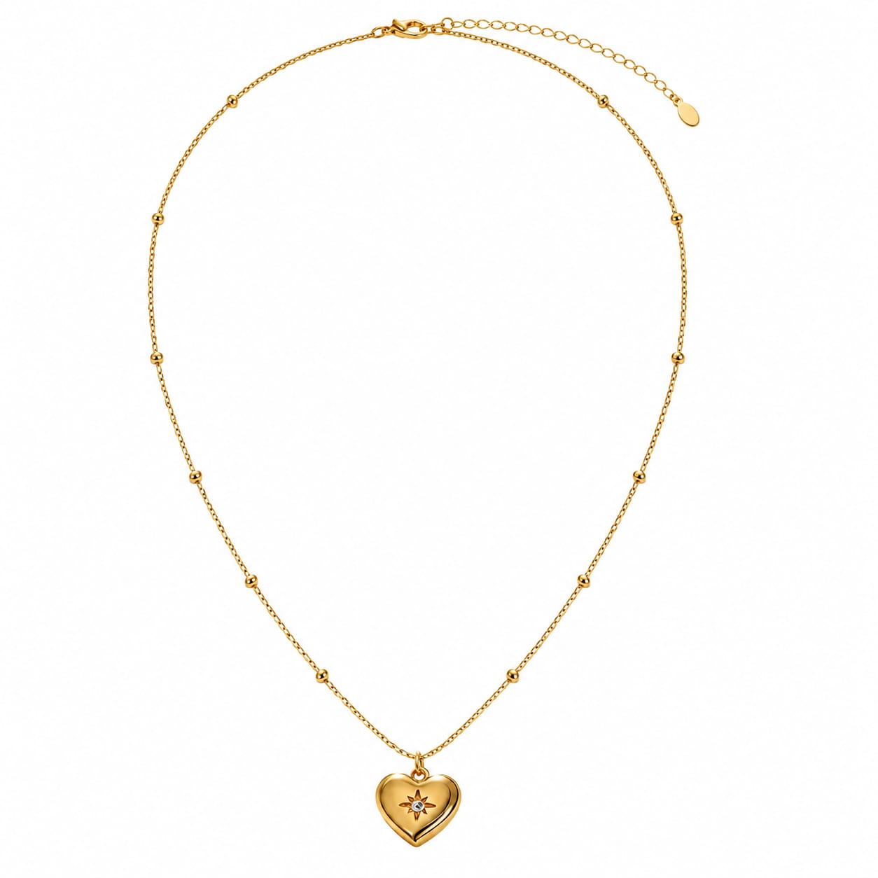 Star-Set Heart Pendant Necklace