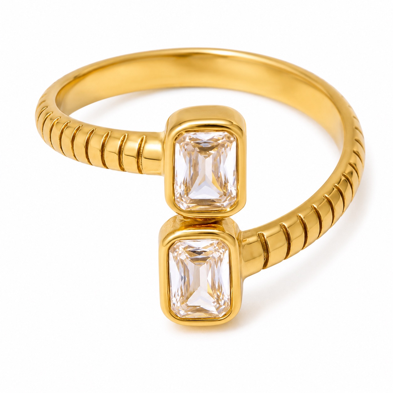 Twin Stone Open Ring